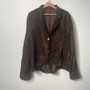 Vintage CP Shades Brown Silk Velvet Lagenlook Cutaway Jacket  Size Large
